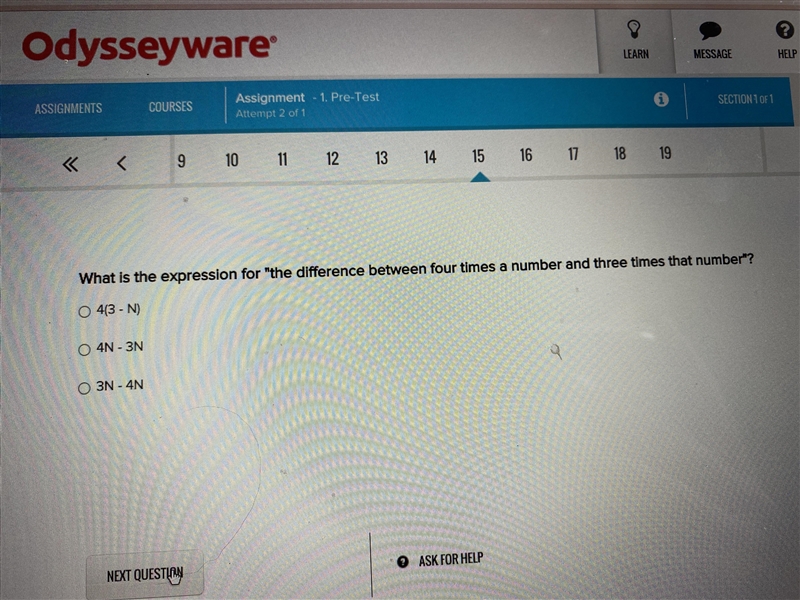 What is the expression for “the difference between four times a number and three times-example-1