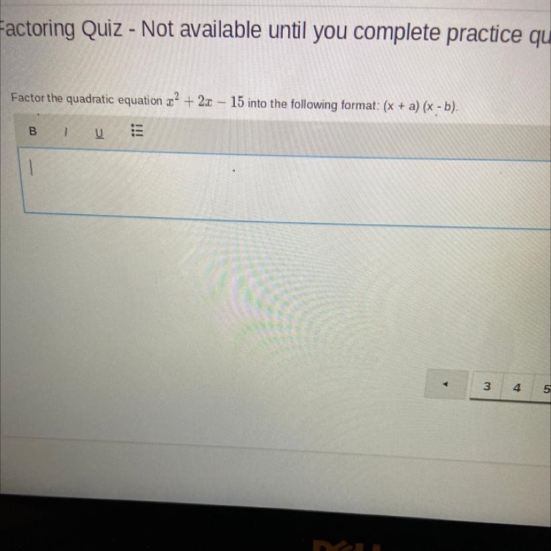 PLEASE HELP ME Factor the quadratic equation x2 + 2x – 15 into the following format-example-1