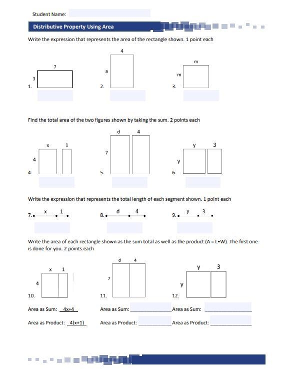 Lesson 7 Using Distributive Property Area Assignment. pls help-example-1