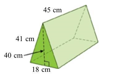 Find the surface area of the triangular prism. The base of the prism is an isosceles-example-1