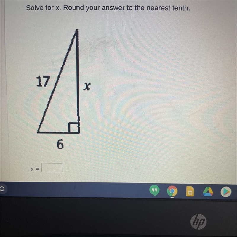 Solve for x. Round your answer to the nearest tenth.-example-1