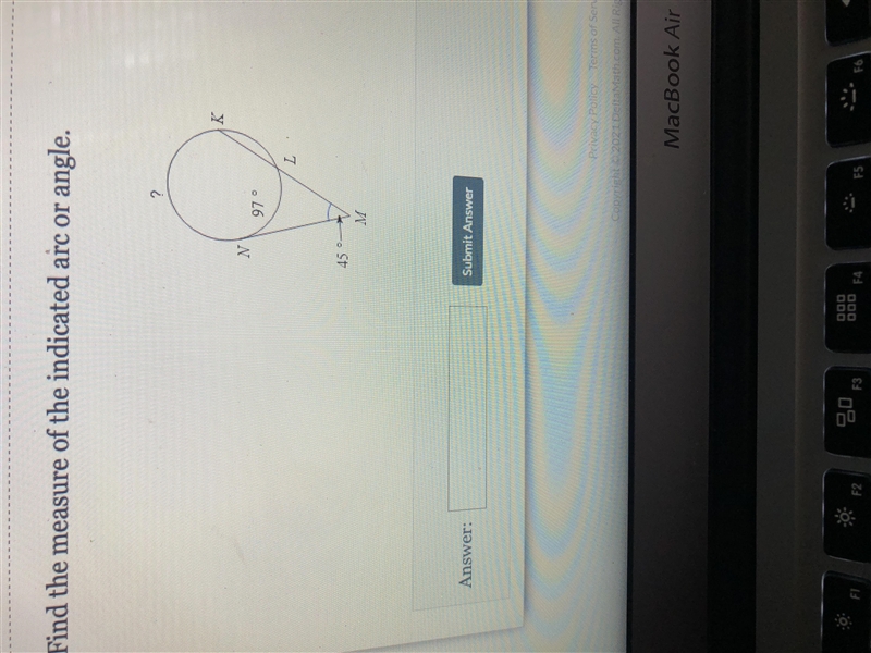 Find the measure of the indicated arc or angle.-example-1