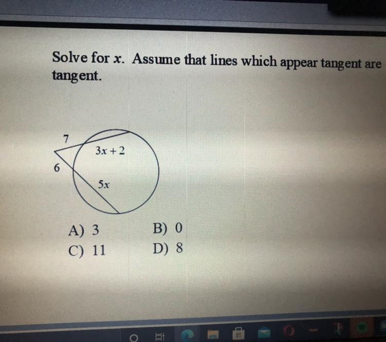 Solve for X. Assume that lines which appear tangent are tangent-example-1