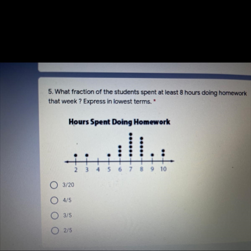 Answer plzz fast 5. What fraction of the students spent at least 8 hours doing homework-example-1