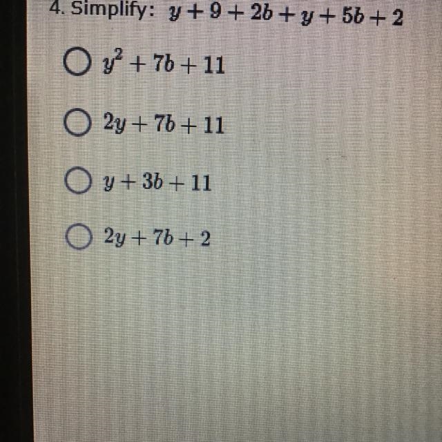 Simplify y+9+2b+y+5b+2-example-1