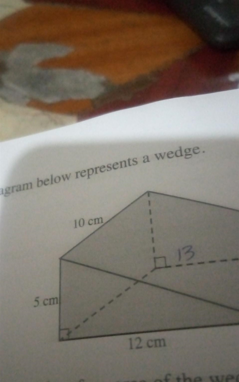 The diagram below represents a wedge. what is the total surface area of the wedge-example-1