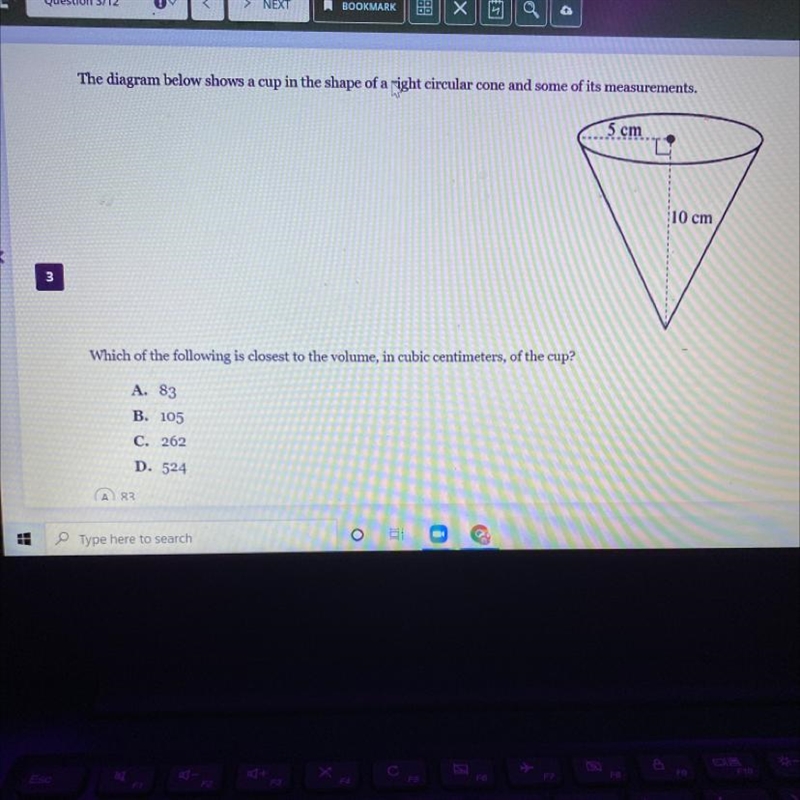 The diagram beloon shows a cup in the shape of a right circular conse and yone of-example-1