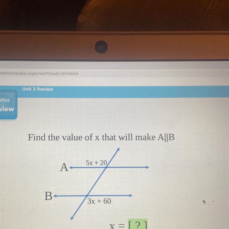 Find the value of x that will make A||B-example-1