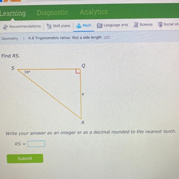 Find RS. S 390 4 R. Write your answer as an integer or as a decimal rounded to the-example-1