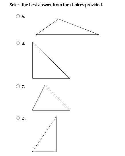 Which Triangle appears to be both right and isosceles?-example-1