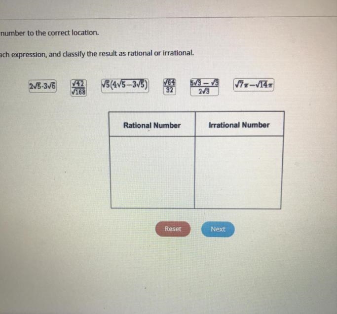 Simplify each expression, and classify the result as rational or irrational.-example-1