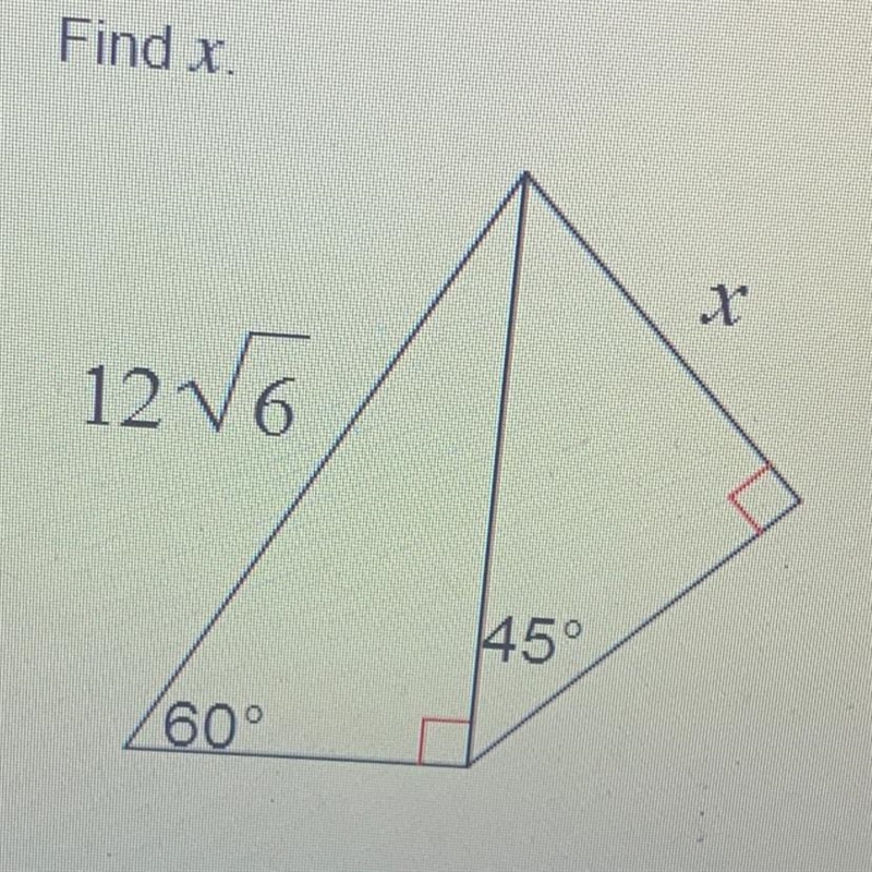 Find x. A. 6/6 B. 24v3 C. 18 D.912-example-1