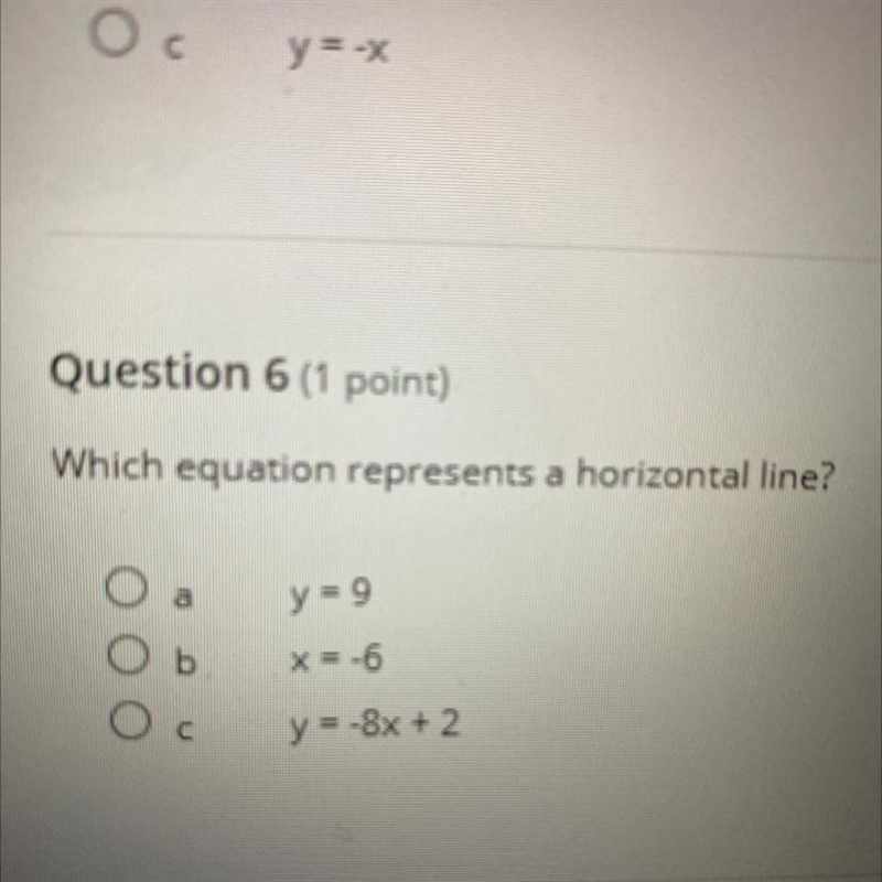 Help me please A y=9 B x=-6 C y= 8x +2-example-1