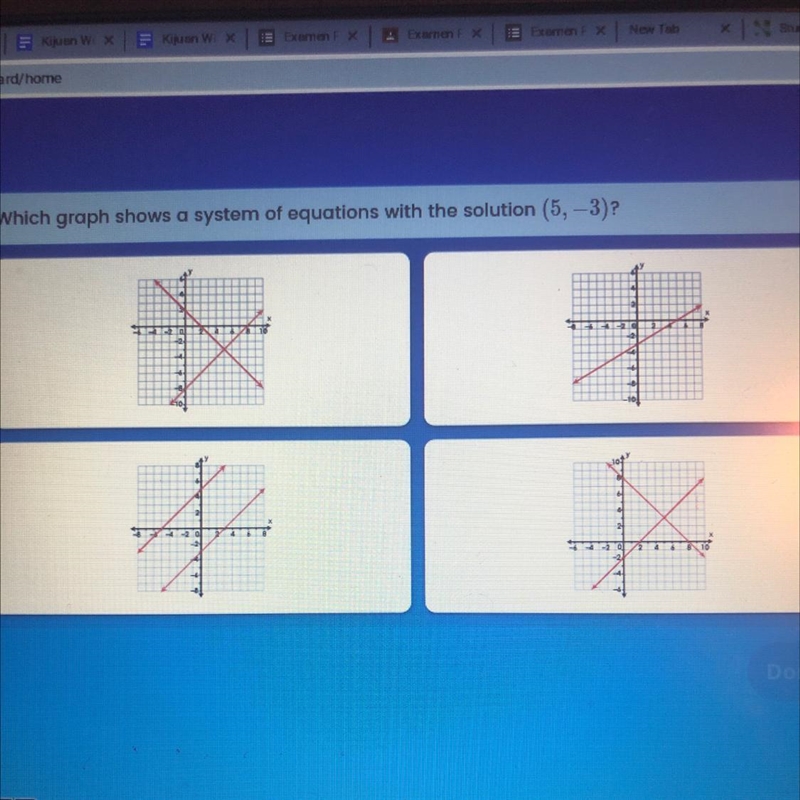 Which graph shows a system of equations with the solution (5,-3)? 1 4 6-example-1