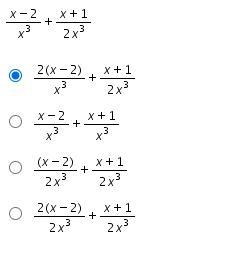 Which shows the rational expression written using the least common denominator?-example-1