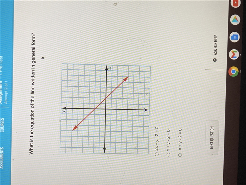 What is the equation of the line written in general form?-example-1