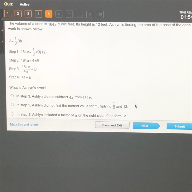 And the last answer is aslyn did not substitute the correct value for the height in-example-1