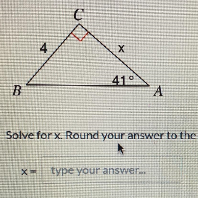 Solve for x round to your nearest tenth-example-1