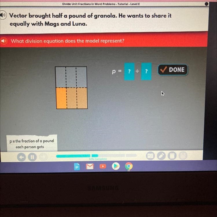 What division equation represents the model-example-1