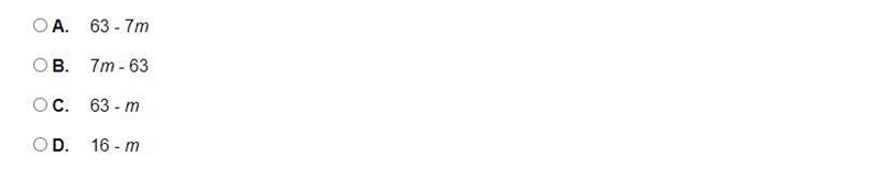 Select the expression below that is equal to 7(9 - m).-example-1