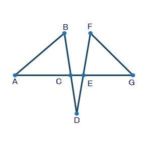 In the figure below, ∠ABC ≅ ∠DEC and ∠GFE ≅ ∠DCE. Point C is the point of intersection-example-1