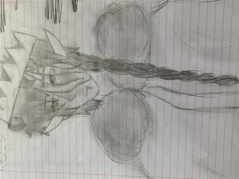 I tried sketching technoblade as a child I don’t know if it came out good. For me-example-1