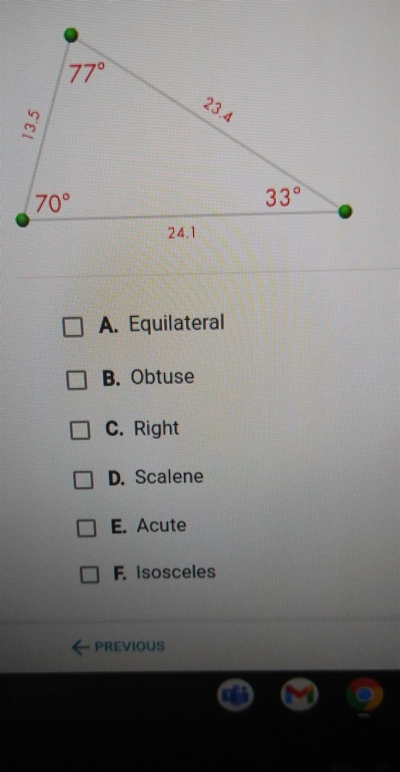 Classifying triangles what type of triangle is shown?​-example-1