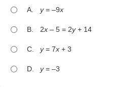 Which equation is NOT written in slope-intercept form?-example-1