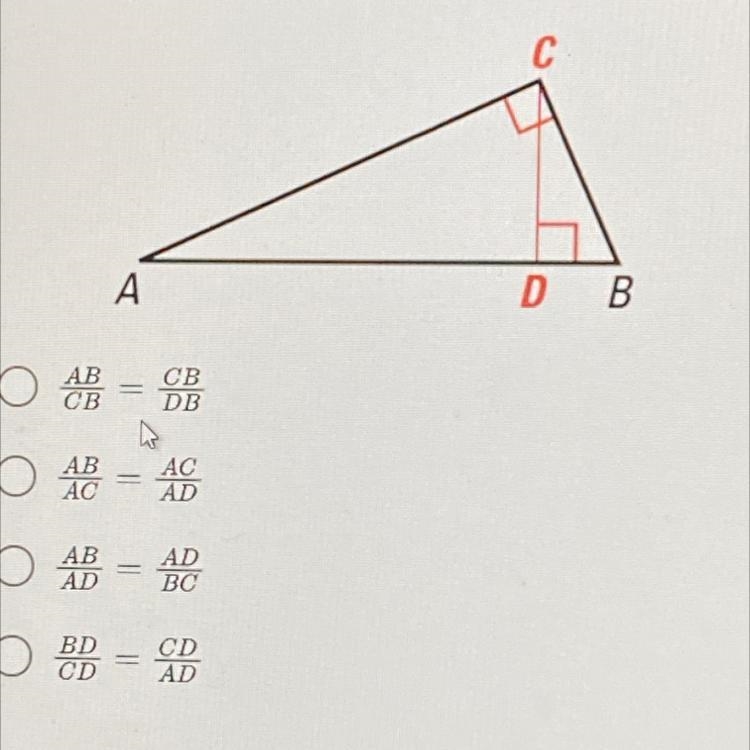 SOMEONE HELP PLSSS 3. Which ratio would NOT be involved in the altitude or leg rule-example-1