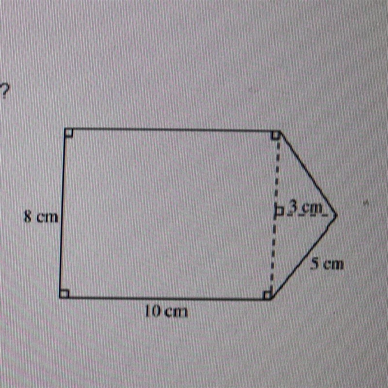 What is the area of the figure below in square centimeters? 38 sq cm 92 sq cm 104 sq-example-1