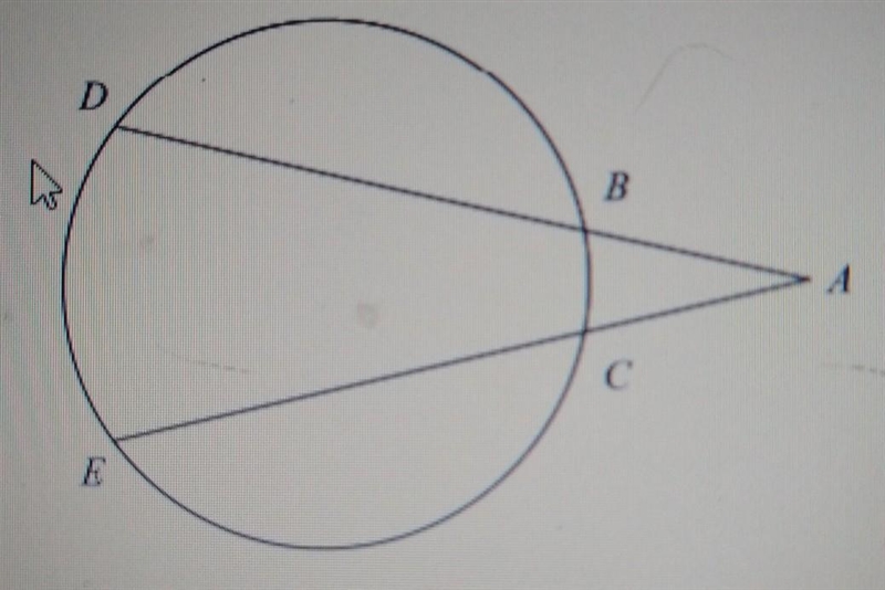 MDE = 128 and mBC = 63. Find mZA. (The figure is not drawn to scale.)​-example-1