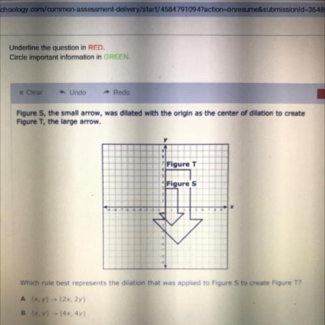 What is the answer and please tell me how you got the answer A. (x, y) (2x, 2y) B-example-1