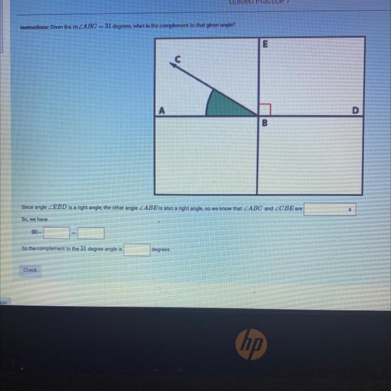 What is the complement that is given from the angle?-example-1