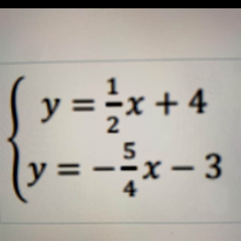 Solve the system of equations. A. (3,2) B. (-2,0) C. (0, -2) D. (-4,2)-example-1