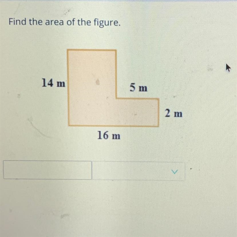 Find the area of the figure. 14 m 5 m 16 m-example-1