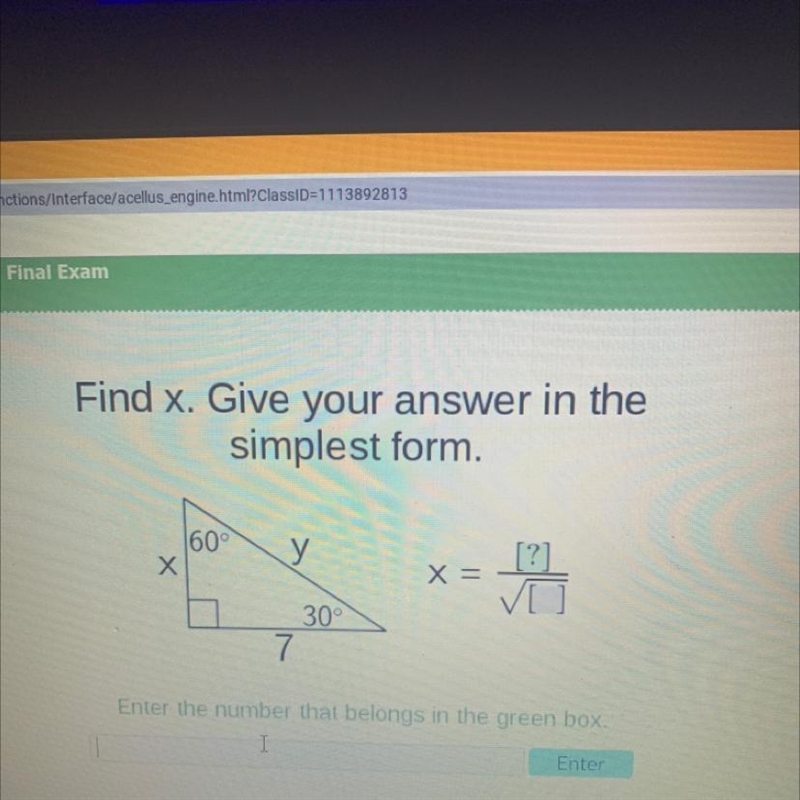 Find X Give your answer in simplest form￼-example-1