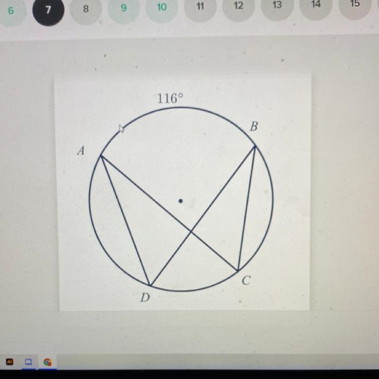 FIND ANGLE ADB the number is 116 on top-example-1