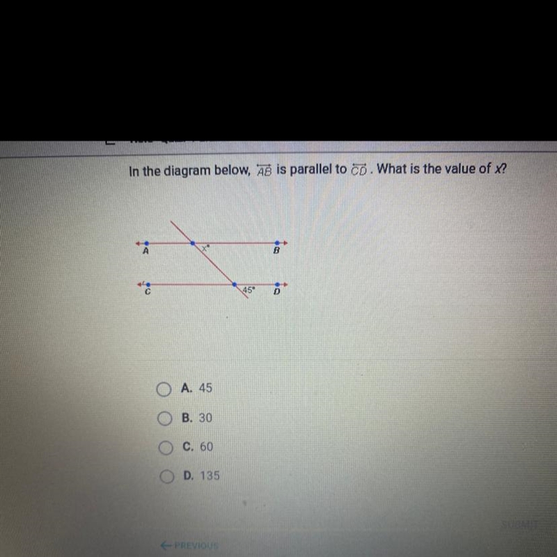 In the diagram below AB is parallel to cd what is the value of X￼-example-1