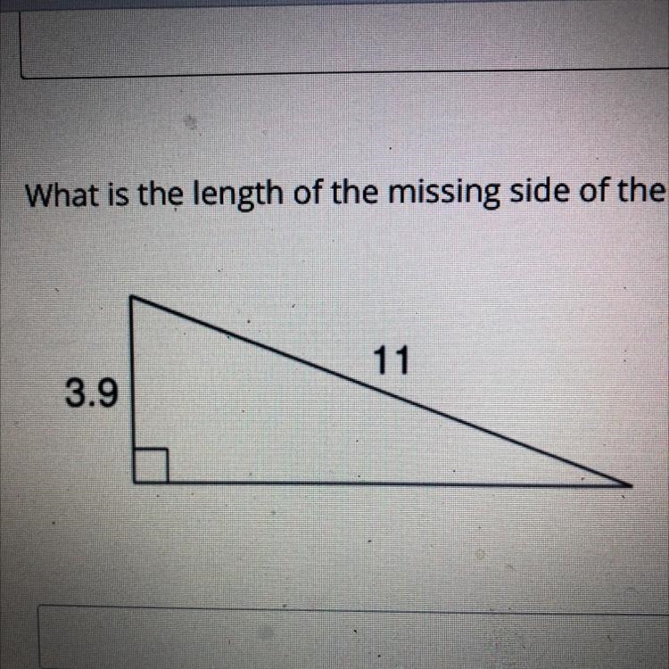 What is the length of the missing side of the triangle below? (round to the nearest-example-1