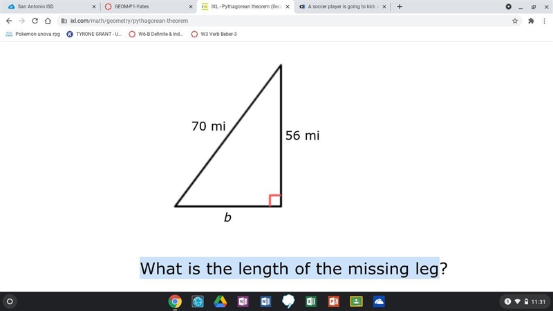 What is the length of the missing leg-example-1