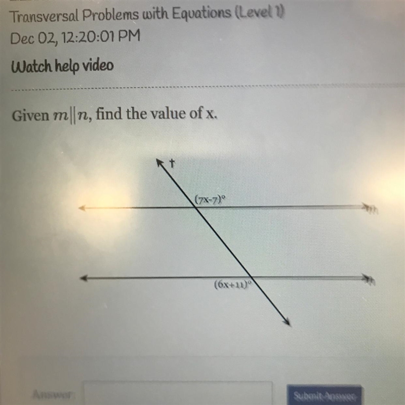 Given m|n, find the value of x. (7x-7) (6x +11)-example-1