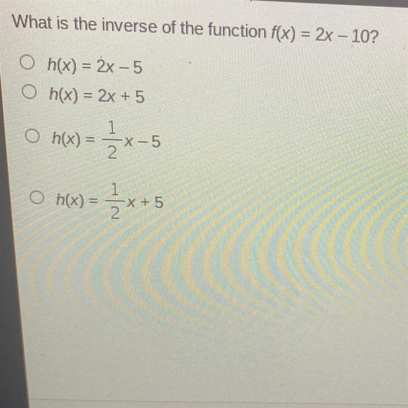 What is the inverse of the function f(x)=2x-10-example-1