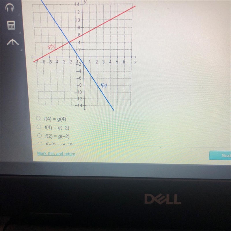 Which statement is true regarding the graphed functions?-example-1