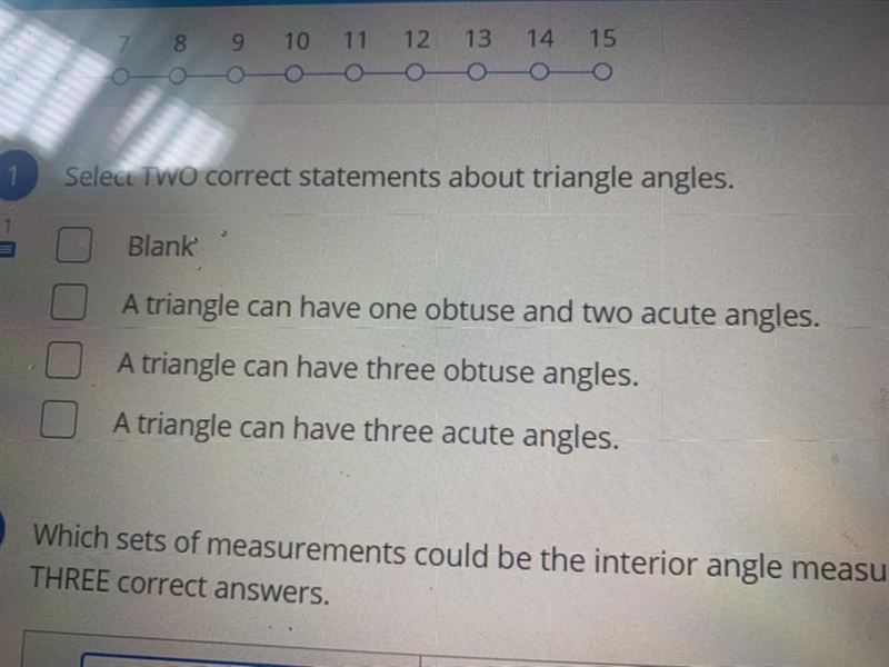 Select two correct statements about triangle angles-example-1