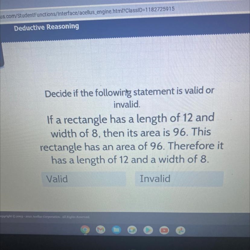 If a rectangle has a length of 12 and width of 8 then its area is 96. This rectangle-example-1