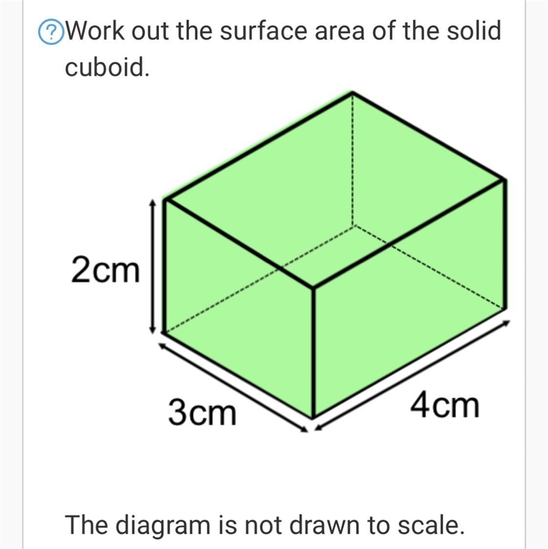 Work out the surface area of the solid cuboid. The diagram is not drawn to scale.-example-1