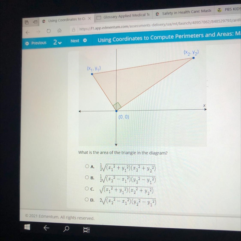 What is the area of the triangle in the diagram?-example-1