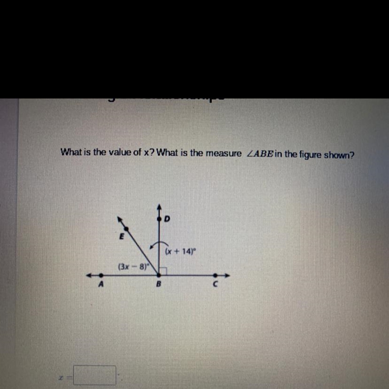 What is the value of x? what is the measure of-example-1