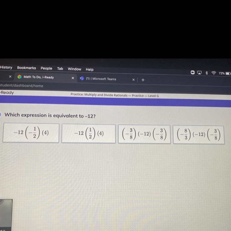 Which expression is equivalent to -12?-example-1