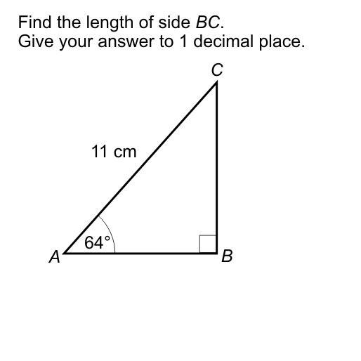 Find length bc. Give your answer to 1 decimal place 11cm 64 trigonometry-example-1